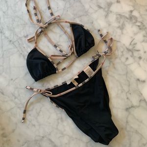 Burberry Black Bikini set Size Small (Vintage)